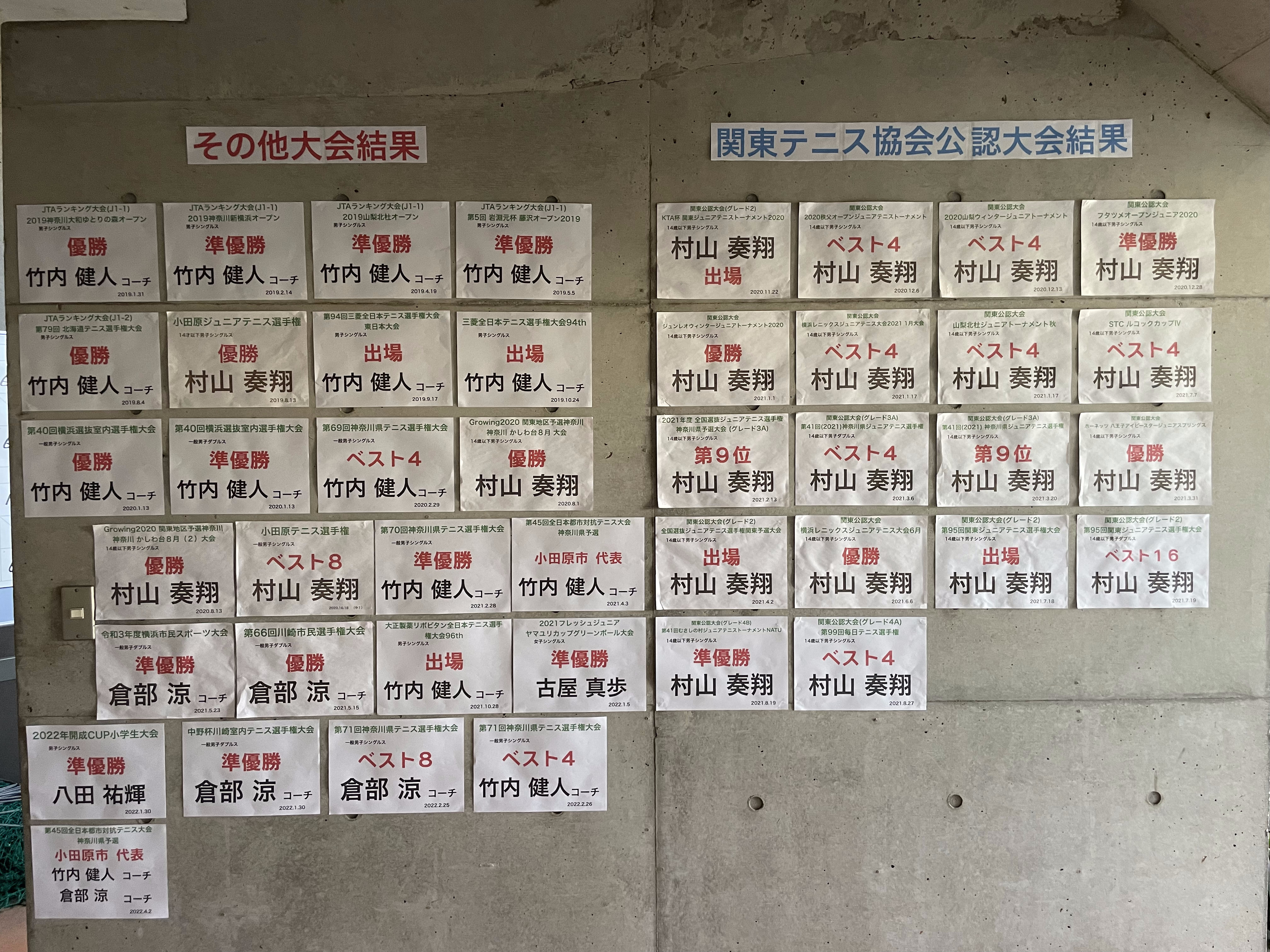 大会実績掲示板